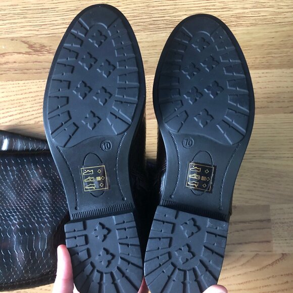 K STUDIO (Size 10) Dark Brown Alligator/Snake Knee Boots - Picture 6 of 7